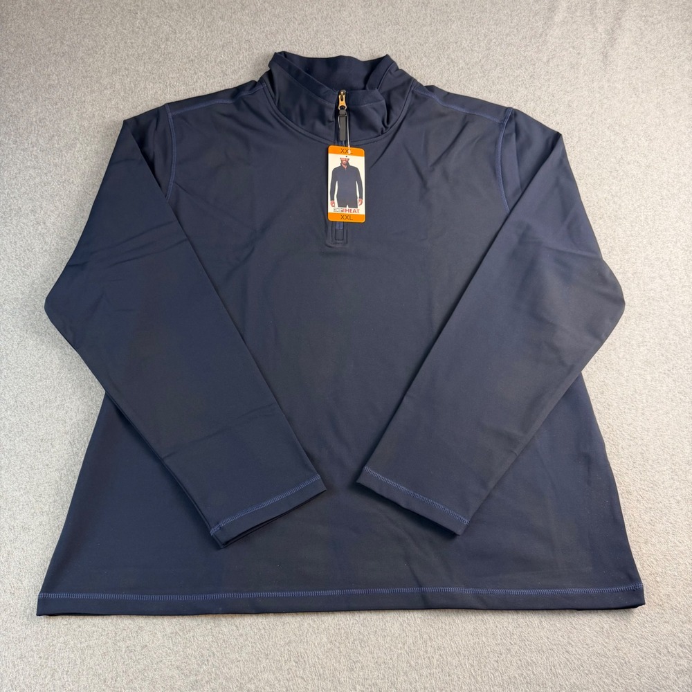32 Degrees Heat Mens XXL Quarter Zip Pullover Stormy Night Navy Blue NWT
